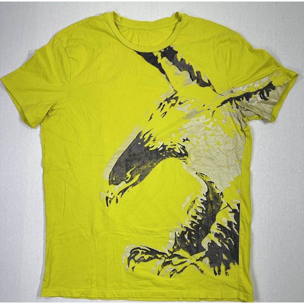 Armani Exchange A|X Graphic Eagle Print T-Shirt Yellow Metallic Men's Large